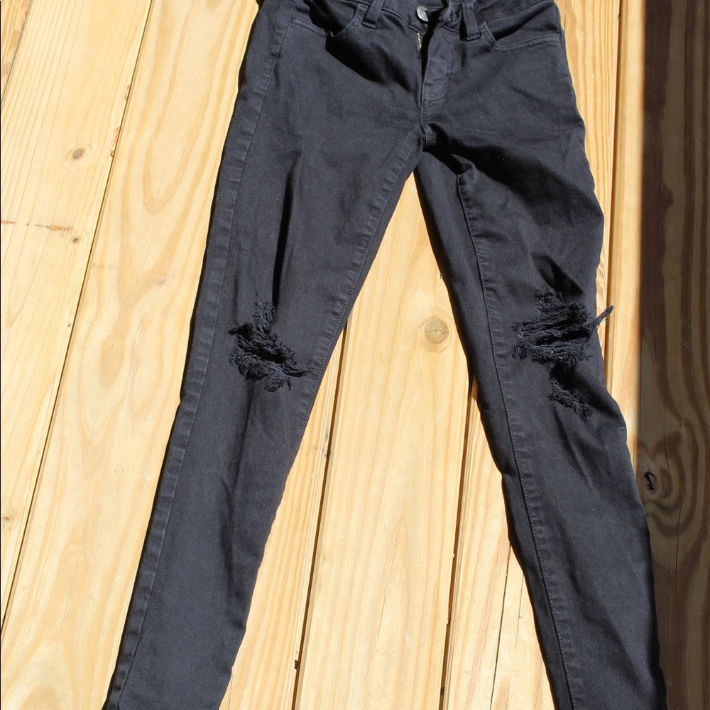 American Eagle! Black, ripped, skinny jeans.